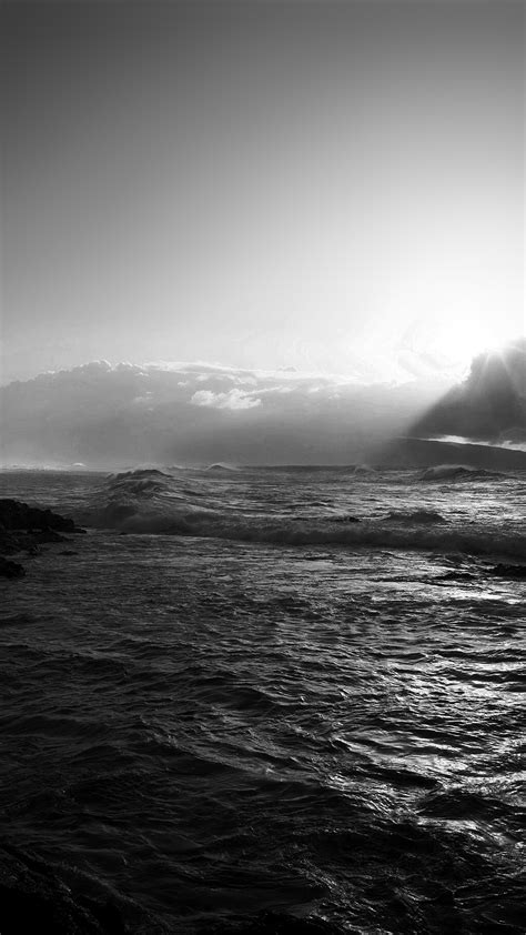 mz91-sea-ocean-rock-nature-wave-sky-bw-dark-wallpaper