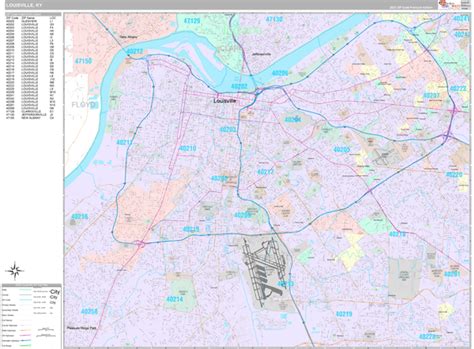 Louisville Kentucky Wall Map (Premium Style) by MarketMAPS - MapSales