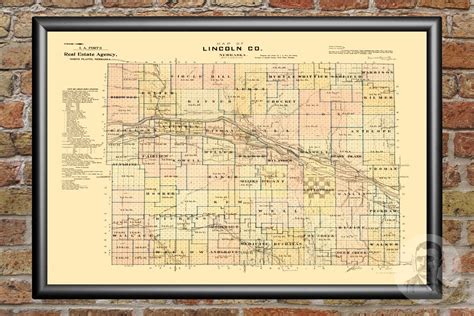 Vintage Lincoln County Map 1894 Old Map of Lincoln County | Etsy