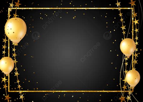 Birthday Celebration Black Gold Background Stars Decorative Balloons ...