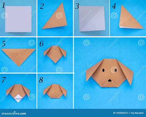 Step by Step Photo Instruction How To Make Origami Paper Dog. Simple ...