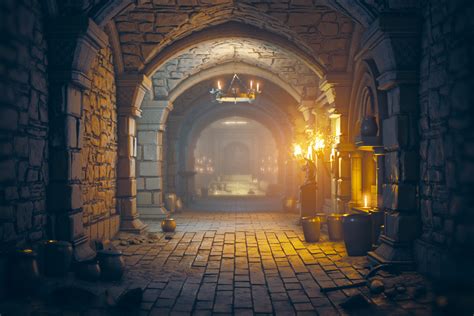 ArtStation - Medieval Dungeon - Lighting practice