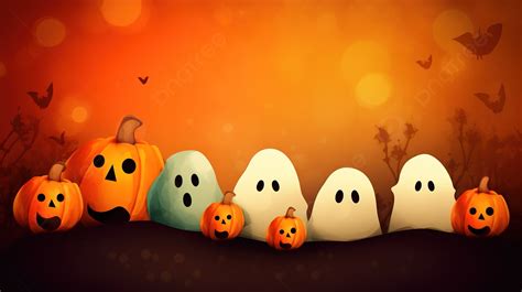 Halloween Funny Pumpkins And Ghosts Wallpaper Background, Cute ...