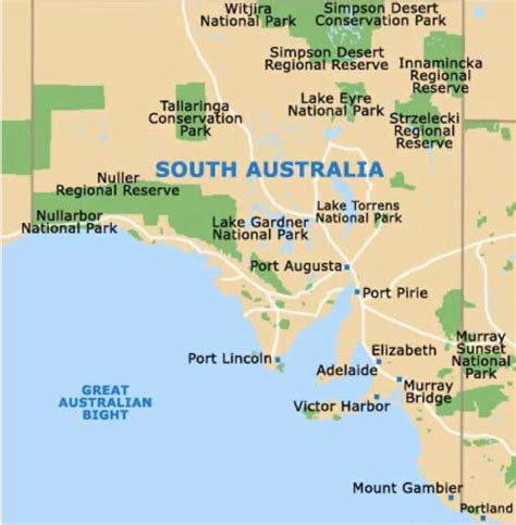 Green represents the national parks of South Australia : r/australia