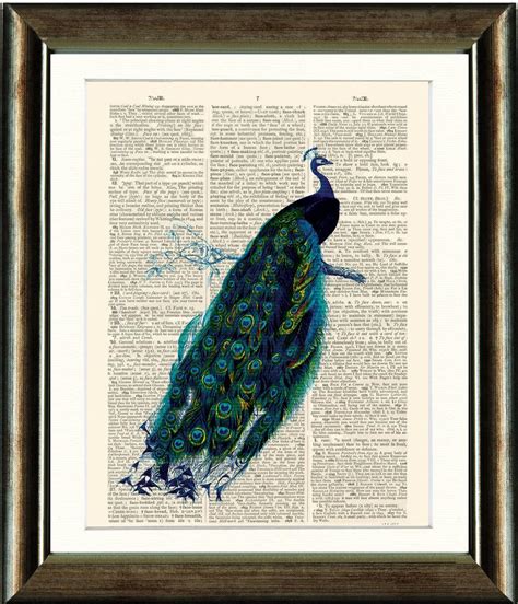 Antique Book page Art Print - Vintage Peacock Print | #1776122290