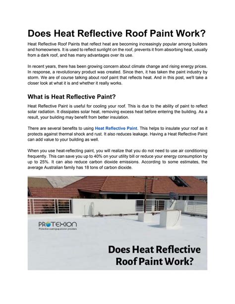 Does Heat Reflective Roof Paint Work? by protexion01 - Issuu