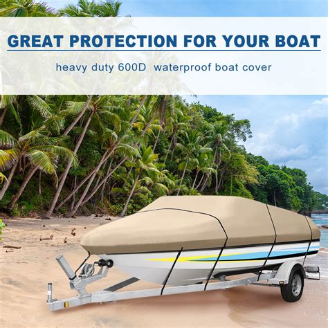 Heavy Duty 600D Boat Cover with Adjustable Strap and Safe Lock ...