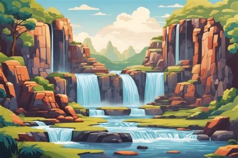 Waterfall Illustration Graphic by Forhadx5 · Creative Fabrica