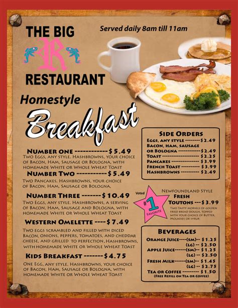 Gould's Breakfast Menu | Big R Restaurant Goulds | Pinterest ...