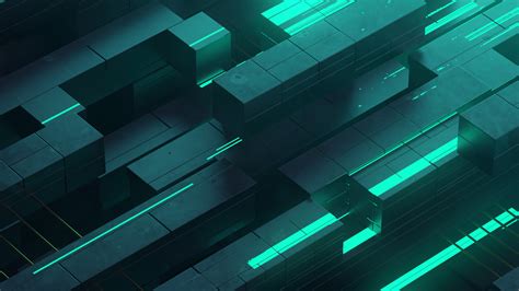 3840x2160 3d Abstract Neon Glow Teal Digital Art Shapes 4K ,HD 4k ...