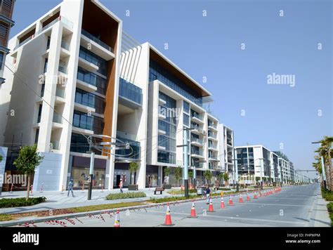 View of apartment buildings under construction at new residential ...