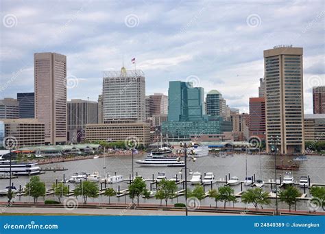 Baltimore Inner Harbor Skyline Stock Image - Image of coast, boat: 24840389