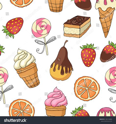 Ice Cream Seamless Pattern Desserts Wallpaper Stock Vector (Royalty ...