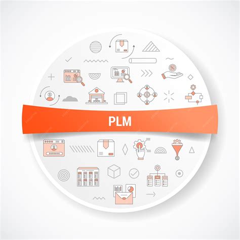 Premium Vector | Plm concept with icon concept with round or circle ...