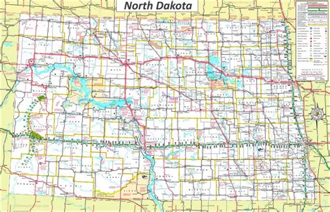 Large Detailed Tourist Map of North Dakota With Cities And Towns ...