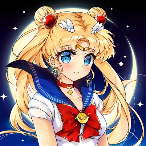 Moonlit Beauty: Anime Sailor Moon with Enchanting Blue Eyes