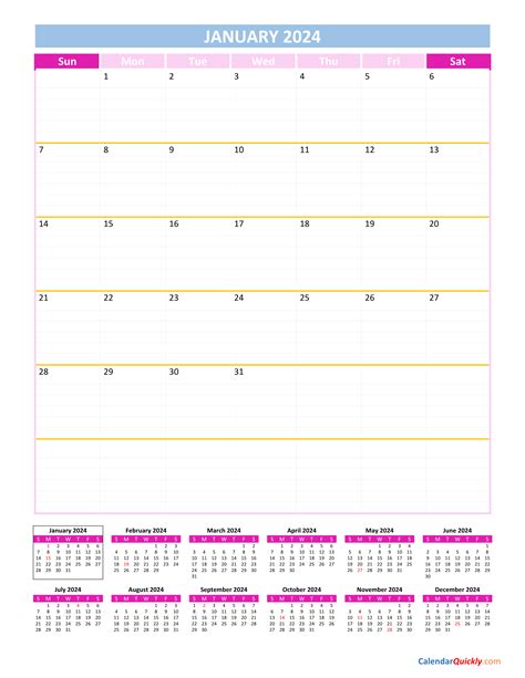 Calendar At A Glance Printable 2024 - Easy to Use Calendar App 2024