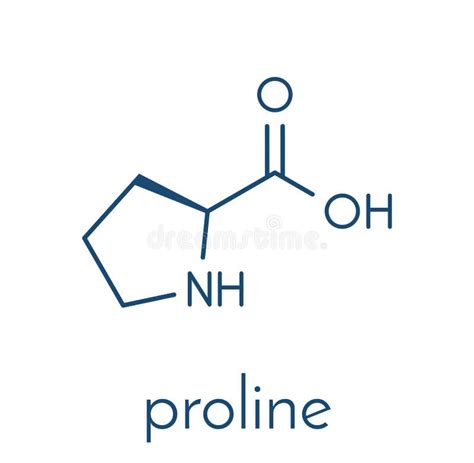 Proline Amino Acid Molecule, Flat Icon Style. Carbon, Nitrogen and ...