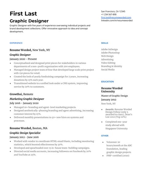 14 Graphic Designer Resume Examples for 2024 | Resume Worded