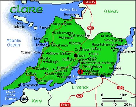 Map of County Clare | County clare ireland, County clare, Ireland map