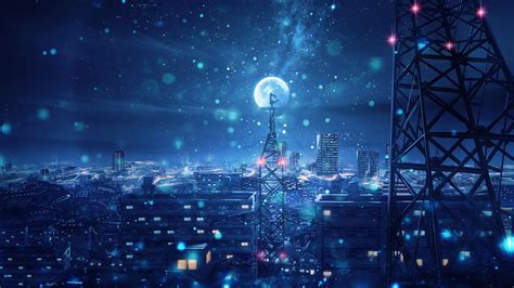 Anime City Night Wallpaper