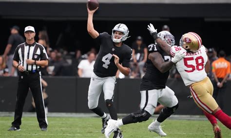 Raiders QB Aidan O’Connell plays well in first NFL action