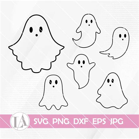 Halloween Ghost Svg Cute Ghost Bundle of 6 Cute Ghost Svg - Etsy