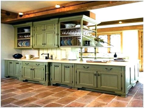 rustic green kitchen cabinets | Template Best