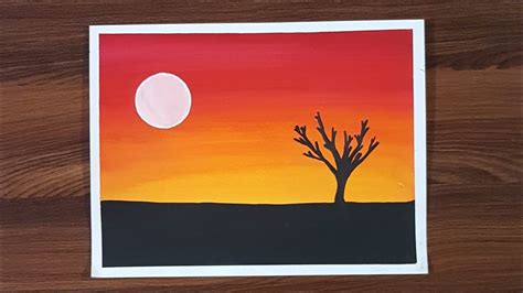 SUNSET Scenery | Easy drawing for beginners using Poster Colors ...