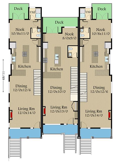 Modern Triplex House Plan with Drive-Under Parking - 85259MS ...