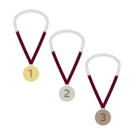 Gold, silver and bronze medal icon set. First, second and third place ...