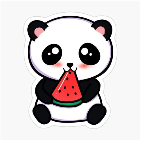 Panda Eating Watermelon Sticker by ButterflyX in 2021 | Cute cartoon ...