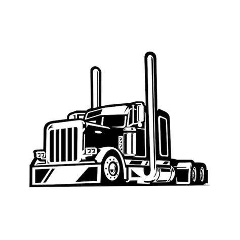 Premium Vector | Premium semi truck 18 wheeler side view vector ...