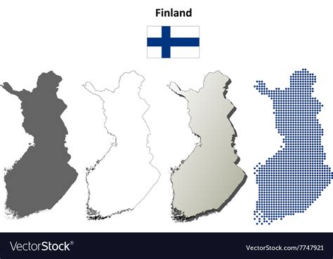 Finland outline map set Royalty Free Vector Image