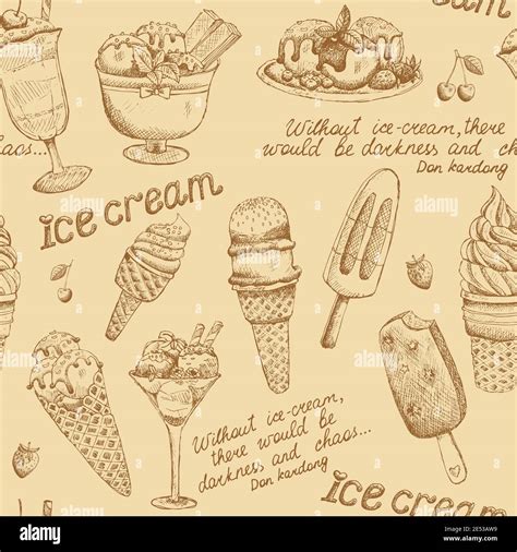 Ice cream vintage pattern background vector illustration Stock Vector ...