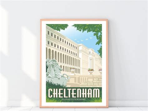 Cheltenham Spa Town Travel Poster Original Art Print, Wall Art Decor - Etsy