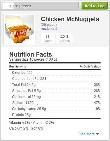 » Calorie chicken mcnuggets