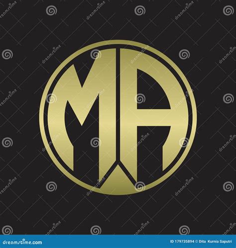 MA Logo Monogram Circle with Piece Ribbon Style on Gold Colors Stock ...