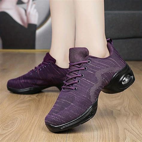 Women's Arch Support Dance Shoes Lace Up Air Cushion Mesh Sneakers with ...