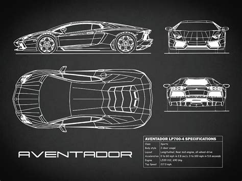 Lamborghini Aventador Engine Blueprint