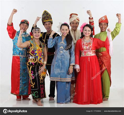 Malaysian People Traditional Clothes Posing Studio Stock Photo by ...