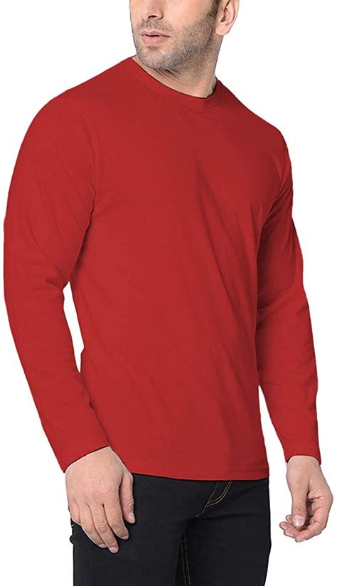 Mens Red Long Sleeve T Shirt | Round Neck Red Shirt In Australia