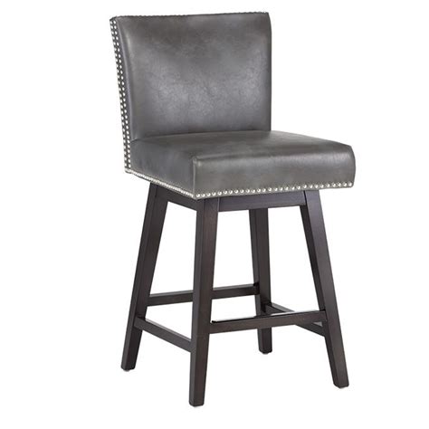 Stools :: Bar Stools :: Overcast Grey Swivel Counter Stool in Leather ...