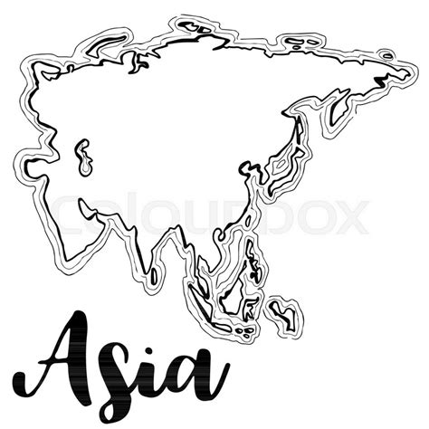 Hand drawn Asia map sketch,vector ... | Stock vector | Colourbox