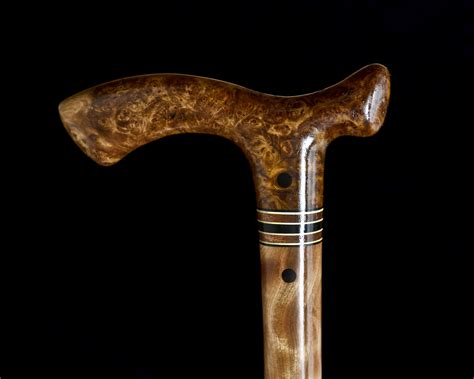 Custom Made Handmade Walking Cane In Almond Burl And Figured Birch Wood - Walking Stick, Gift ...