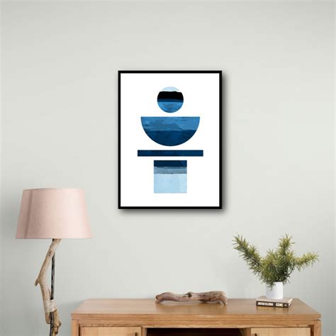 Abstract Shapes In Blue Wall Art