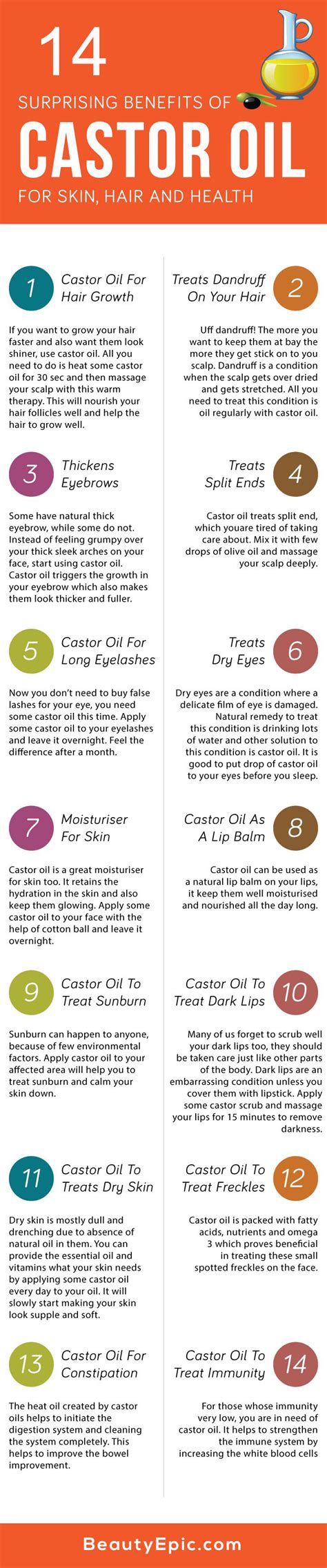 Castor Oil And Its 14 Surprising Benefits For Your Health Infographic