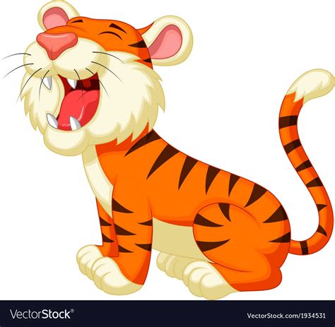 Cute tiger cartoon roaring Royalty Free Vector Image