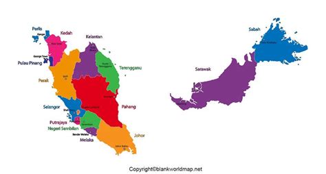 Labeled Map of Malaysia with States, Cities & Capital