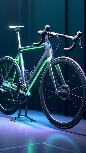 Premium AI Image | a green bike with a black frame and a green light on ...